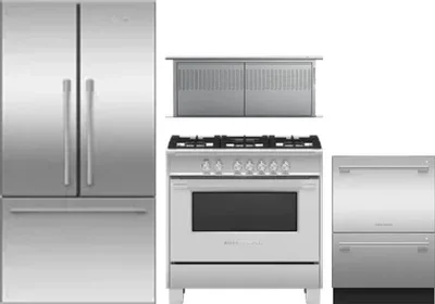 4 Piece Package Includes Refrigerator, Range, Hood And Dishwasher